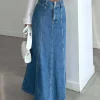 Falda midi larga de mezclilla para mujer para las temporadas de | Ropa de mujer · Omeda.es