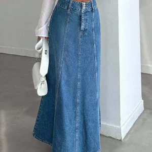 Falda midi larga de mezclilla para mujer para las temporadas de | Ropa de mujer · Omeda.es