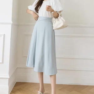 Faldas de cintura alta para mujer, falda de media pantorrilla, lisa, | Ropa de mujer · Omeda.es