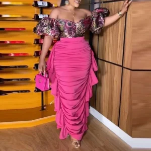 Faldas de estilo elegante para mujer, falda drapeada rosa con | Ropa de mujer · Omeda.es