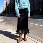Faldas para mujer, ropa Vintage 2025, falda larga de ante con flecos | Ropa de mujer · Omeda.es