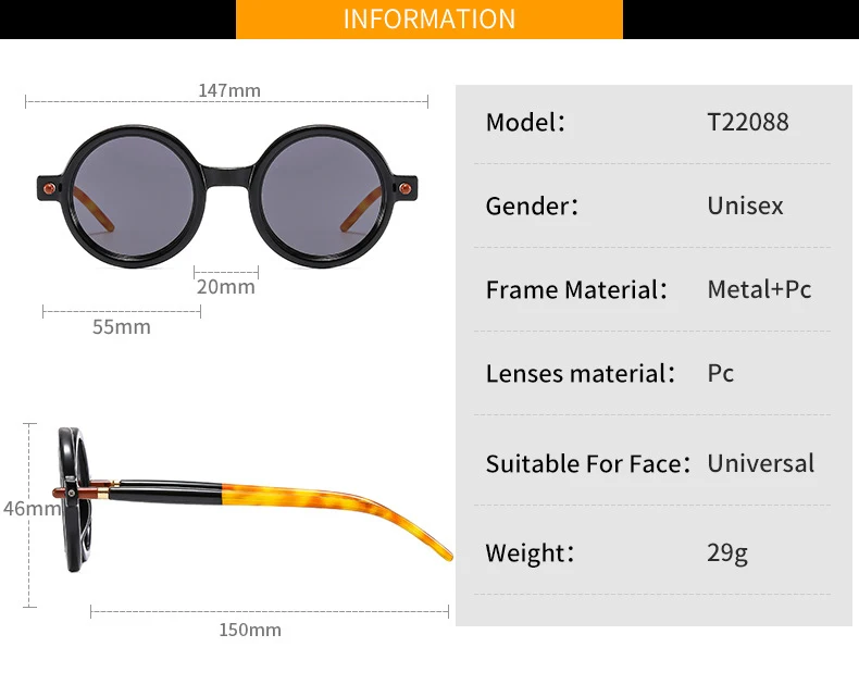 Gafas De Sol redondas Retro para Hombre, Gafas De Sol De moda Vintage | Accesorios de moda · Omeda.es - Imagen 9