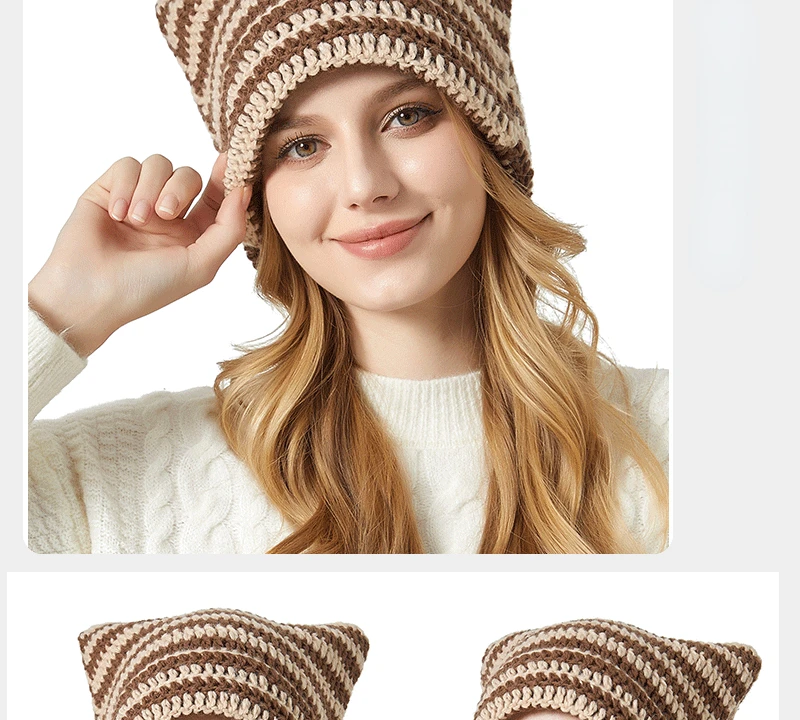 Gorro japonés para mujer, gorro de lana tejido a rayas del pequeño | Accesorios de moda · Omeda.es - Imagen 10