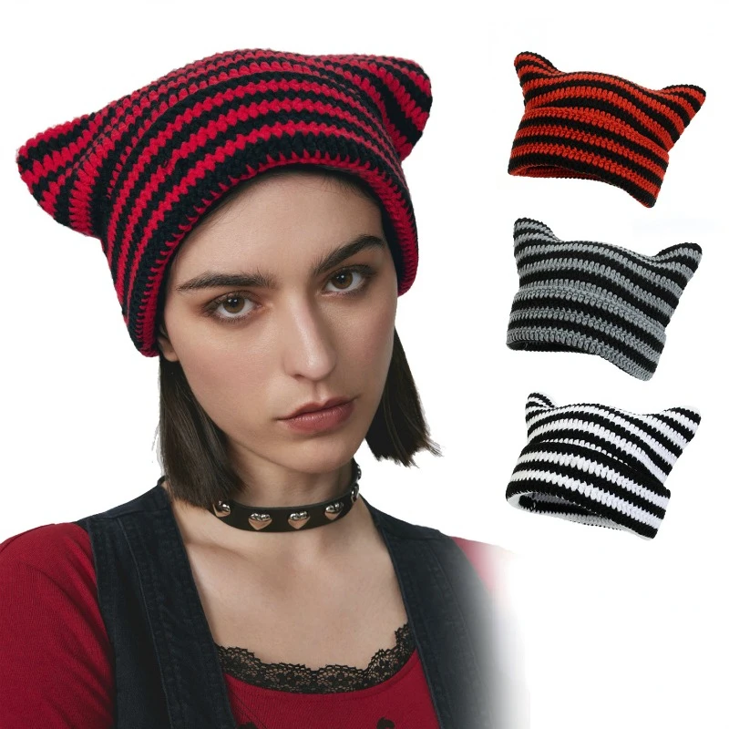 Gorro japonés para mujer, gorro de lana tejido a rayas del pequeño | Accesorios de moda · Omeda.es - Imagen 12