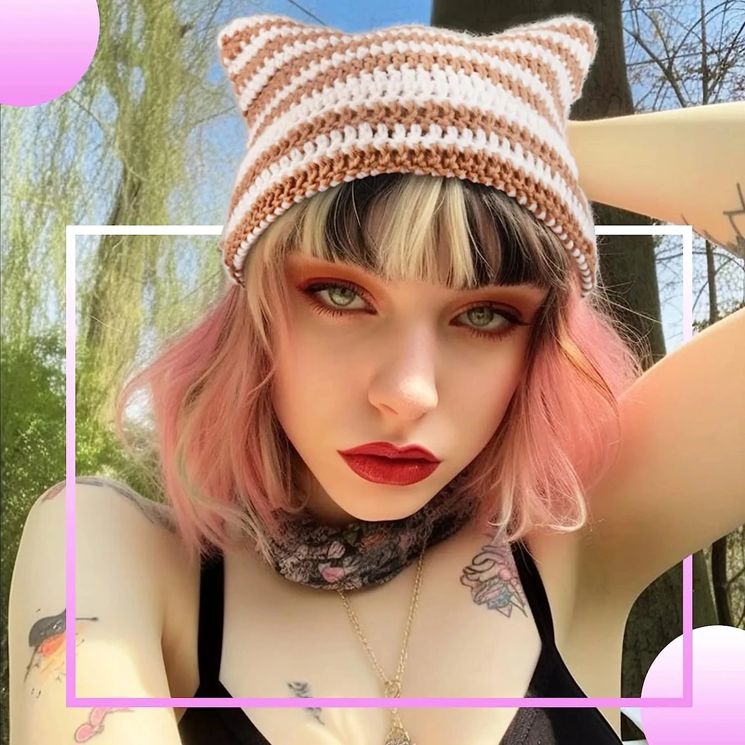 Gorro japonés para mujer, gorro de lana tejido a rayas del pequeño | Accesorios de moda · Omeda.es - Imagen 4