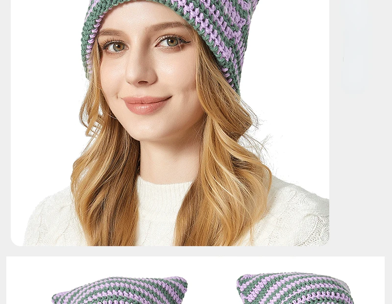 Gorro japonés para mujer, gorro de lana tejido a rayas del pequeño | Accesorios de moda · Omeda.es - Imagen 6