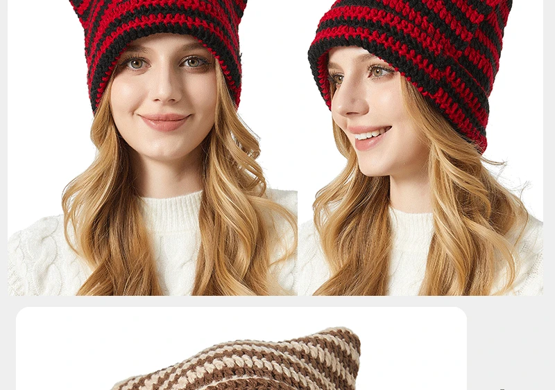 Gorro japonés para mujer, gorro de lana tejido a rayas del pequeño | Accesorios de moda · Omeda.es - Imagen 9