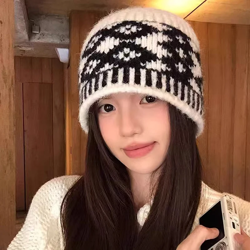 Gorro de lana tejido para mujer, gorro de lana Retro mezclado para | Accesorios de moda · Omeda.es - Imagen 3
