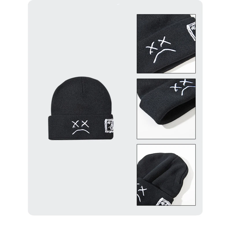 Gorro de punto estilo hip-hop Gorro de punto bordado con expresión | Accesorios de moda · Omeda.es - Imagen 5