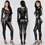 Mono de mujer de charol Sexy negro mono de manga larga mono de | Ropa de mujer · Omeda.es