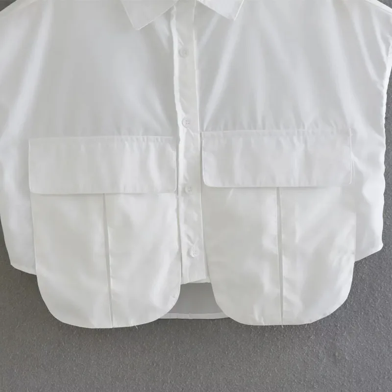 MUJER, blusa para mujer, camisa corta con botones azules y blancos, | Ropa de mujer · Omeda.es - Imagen 7