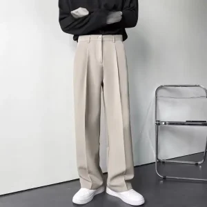 Pantalones blancos holgados de pierna recta para hombre, pantalones | Ropa de hombre · Omeda.es