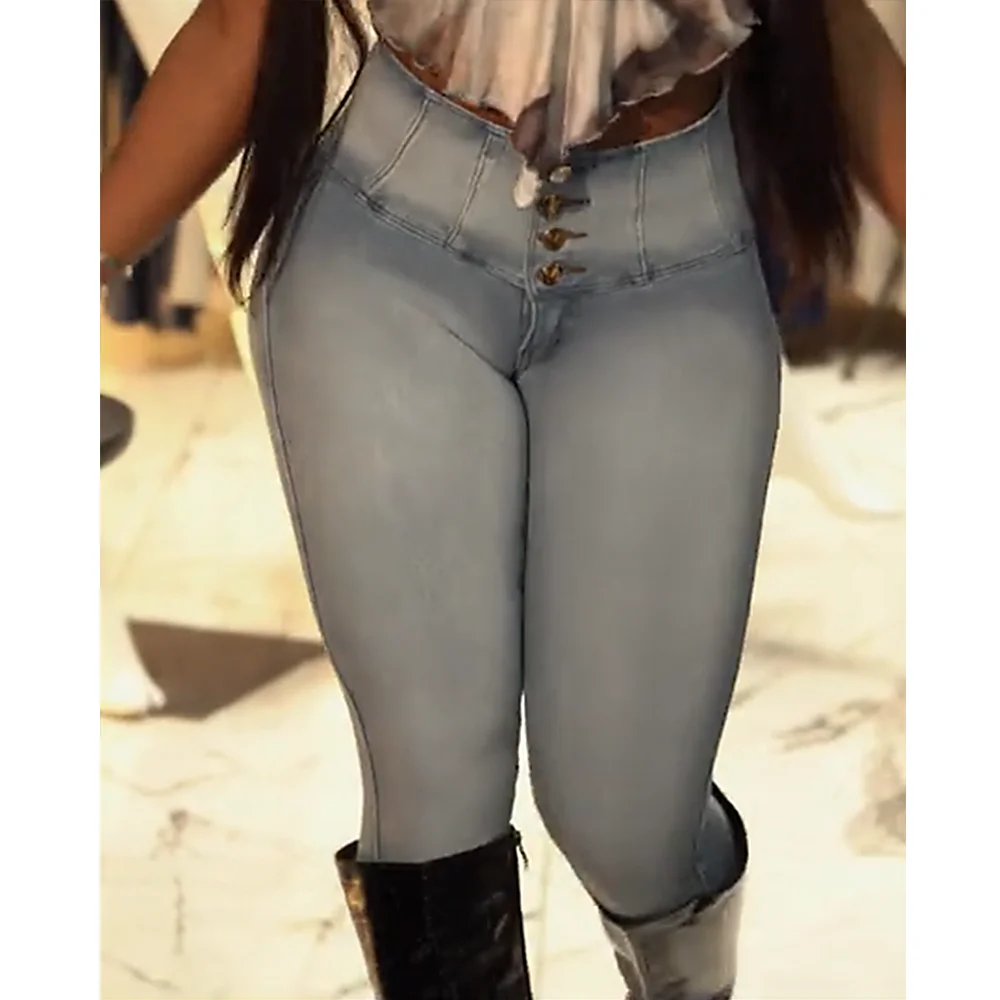 Pantalones vaqueros ajustados de cintura alta para mujer, cómodos | Ropa de mujer · Omeda.es - Imagen 7