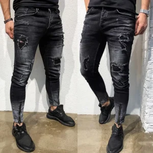 Pantalones vaqueros ajustados rasgados con agujeros para hombre, | Ropa de hombre · Omeda.es