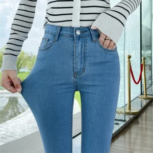 Pantalones vaqueros elásticos para mujer, Vaqueros ajustados de tubo, | Ropa de mujer · Omeda.es