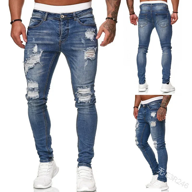 Pantalones vaqueros rasgados ajustados para hombre, pantalones | Ropa de hombre · Omeda.es - Imagen 4