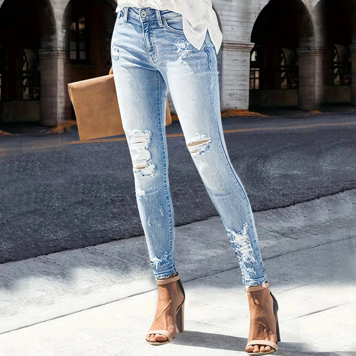 Pantalones vaqueros rasgados para mujer, mallas vaqueras de lijado de | Ropa de mujer · Omeda.es - Imagen 4