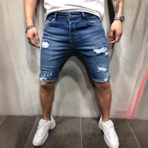 Pantalones vaqueros rasgados de verano, pantalones cortos vaqueros | Ropa de hombre · Omeda.es