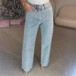 Pantalones vaqueros rectos para mujer, pantalones con diamantes, | Ropa de mujer · Omeda.es