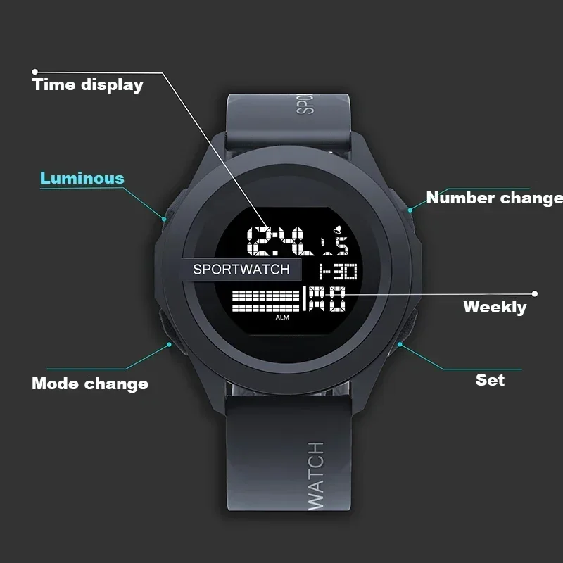 Reloj deportivo para hombre, reloj de pulsera Digital, cronómetro | Accesorios de moda · Omeda.es - Imagen 8