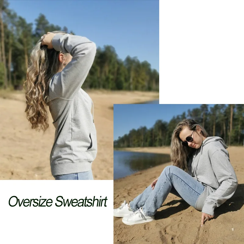 Sudadera de algodón con capucha para mujer, suéter de talla grande, | Ropa de mujer · Omeda.es - Imagen 4
