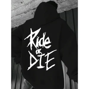 Sudadera con capucha para hombre con estampado de letras Ride or Die, | Ropa de hombre · Omeda.es