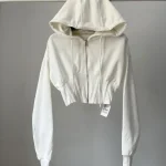 Sudadera corta con capucha para Mujer, abrigo informal con pliegues | Ropa de mujer · Omeda.es