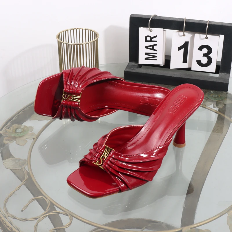 Tacones altos 2025, novedad de verano, zapatillas plisadas, dedos | Zapatos y calzado · Omeda.es - Imagen 12