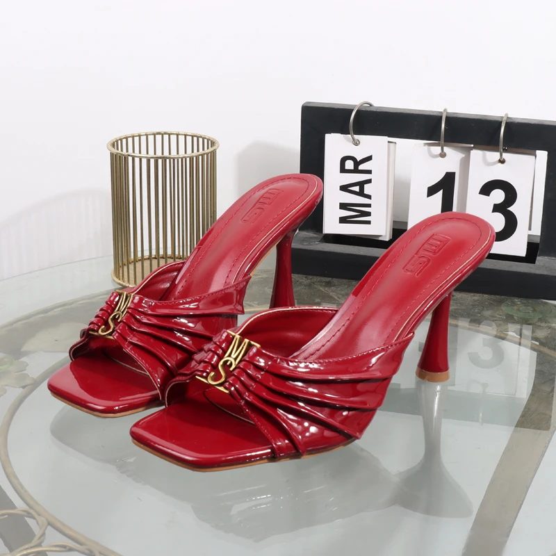 Tacones altos 2025, novedad de verano, zapatillas plisadas, dedos | Zapatos y calzado · Omeda.es - Imagen 9