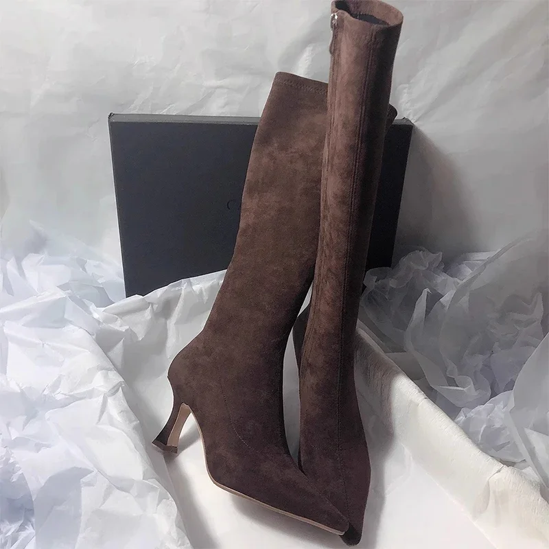 Tacones altos para Mujer, botas altas de gamuza con punta estrecha, | Zapatos y calzado · Omeda.es