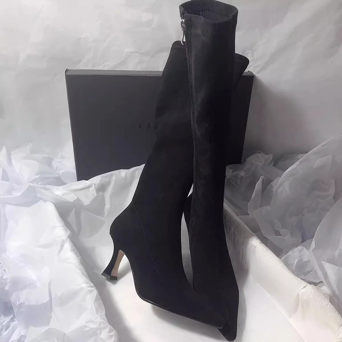 Tacones altos para Mujer, botas altas de gamuza con punta estrecha, | Zapatos y calzado · Omeda.es - Imagen 3