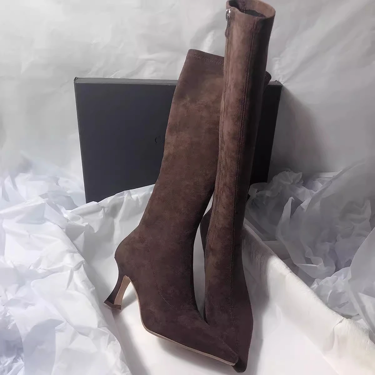 Tacones altos para Mujer, botas altas de gamuza con punta estrecha, | Zapatos y calzado · Omeda.es - Imagen 4
