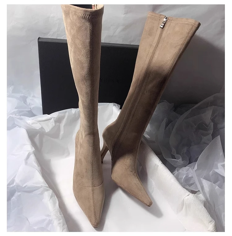 Tacones altos para Mujer, botas altas de gamuza con punta estrecha, | Zapatos y calzado · Omeda.es - Imagen 7