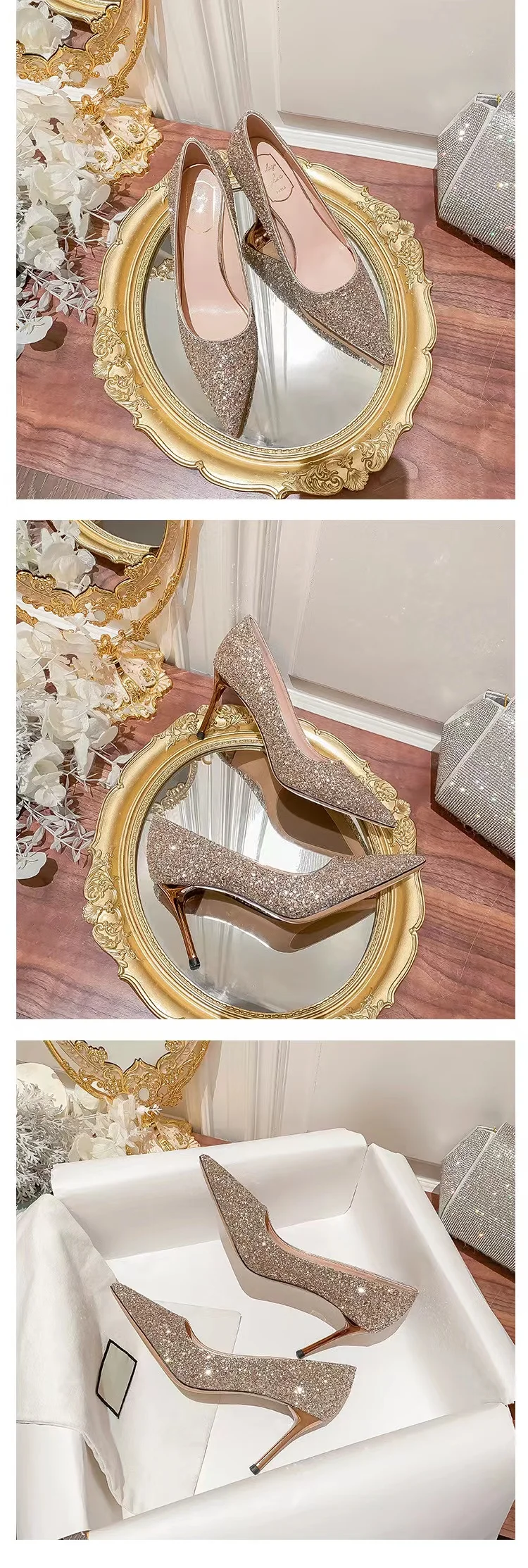 Tacones altos, zapatos de boda para mujer, tacones dorados para | Zapatos y calzado · Omeda.es - Imagen 5