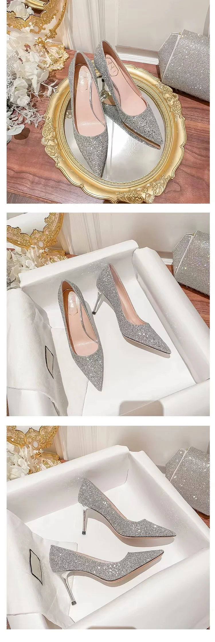 Tacones altos, zapatos de boda para mujer, tacones dorados para | Zapatos y calzado · Omeda.es - Imagen 7