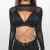 Top corto sexi para mujer, camiseta de manga de malla, Tops sexis, | Ropa de mujer · Omeda.es