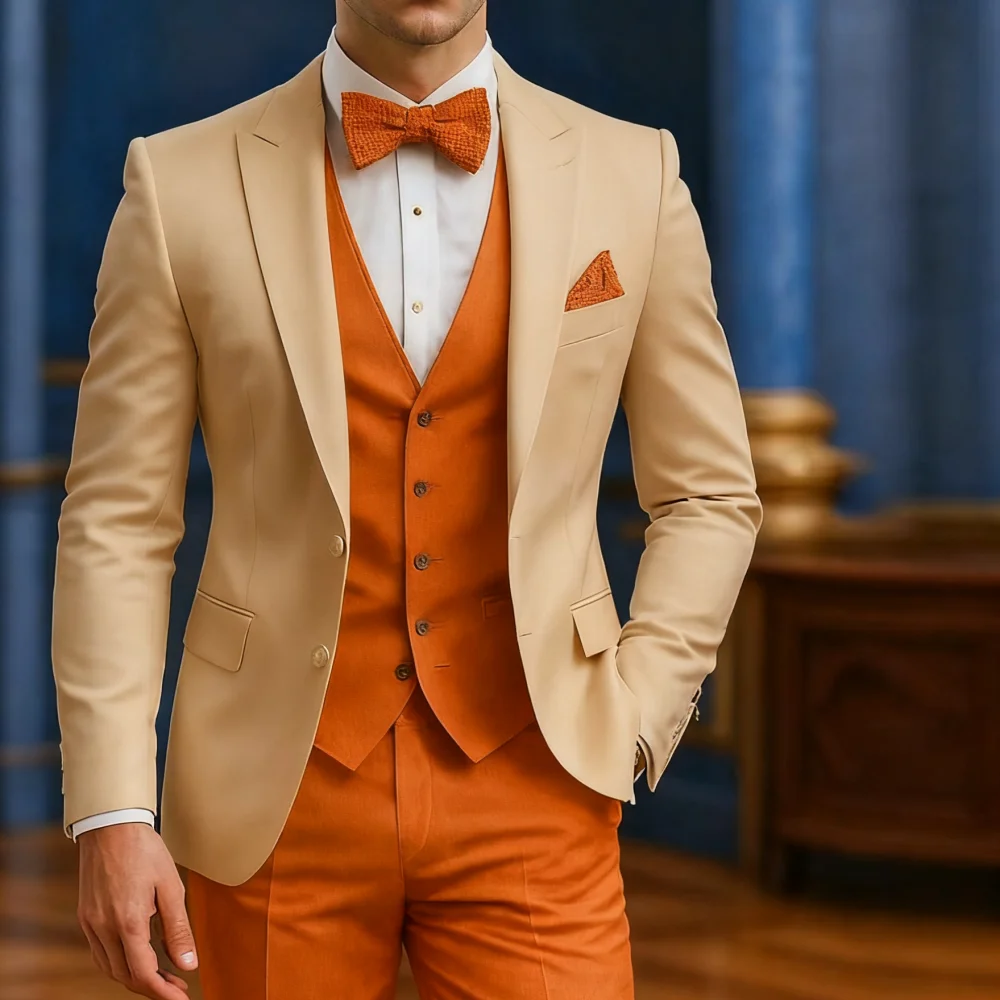 Traje Formal blanco y naranja para hombre, ocasión, boda, padrinos de | Ropa de hombre · Omeda.es
