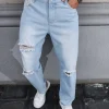 Vaqueros rasgados azul claro para hombre para primavera y otoño. | Ropa de hombre · Omeda.es