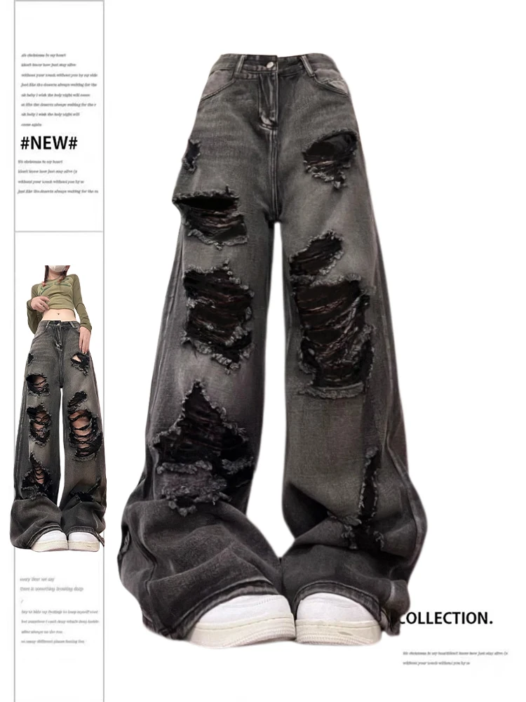 Vaqueros rasgados para mujer, ropa de calle estética Vintage holgada, | Ropa de mujer · Omeda.es