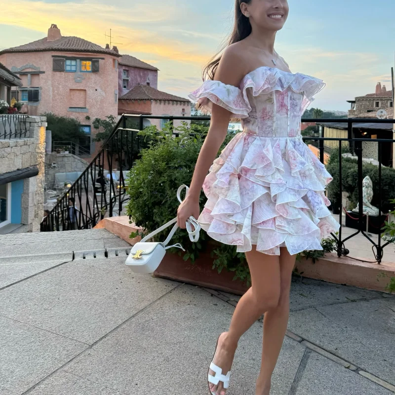 Vestido corto de gasa rosa dulce para mujer, moda con flores en 3D, | Ropa de mujer · Omeda.es - Imagen 19