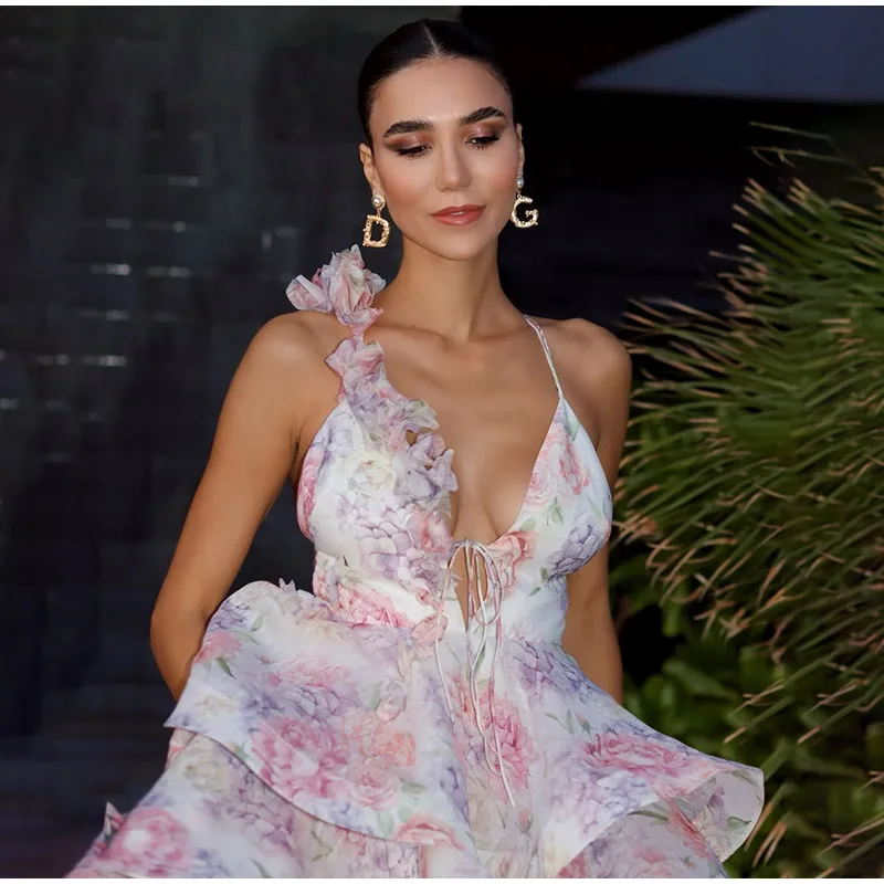 Vestido corto de gasa rosa dulce para mujer, moda con flores en 3D, | Ropa de mujer · Omeda.es - Imagen 27