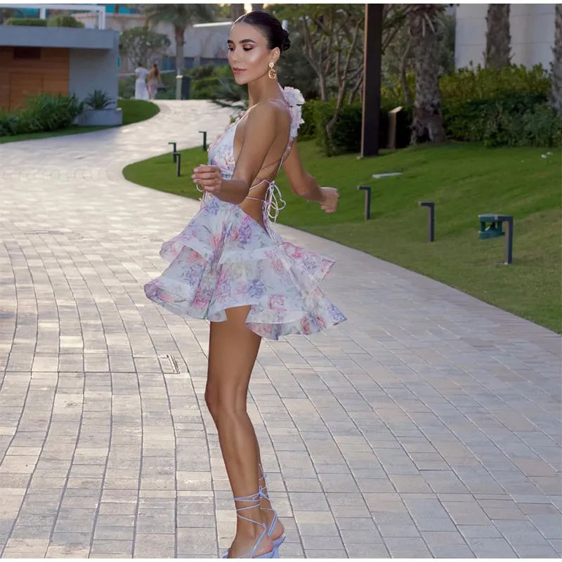 Vestido corto de gasa rosa dulce para mujer, moda con flores en 3D, | Ropa de mujer · Omeda.es - Imagen 28