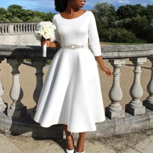 Vestido de fiesta elegante para mujer, moderno, cuello redondo, manga | Ropa de mujer · Omeda.es