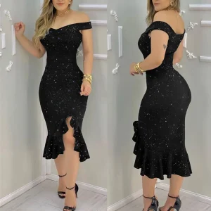 Vestido de fiesta con hombros descubiertos para mujer, Sexy, con | Ropa de mujer · Omeda.es