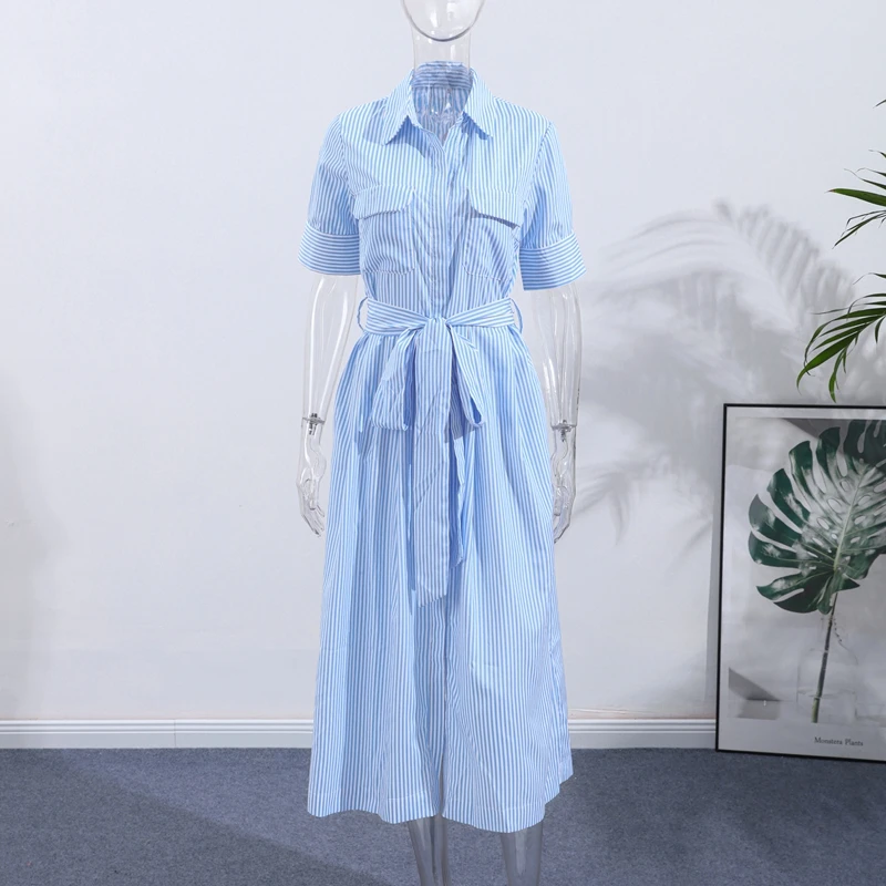 Vestido largo informal a rayas para mujer, vestidos con tapa en la | Ropa de mujer · Omeda.es - Imagen 6