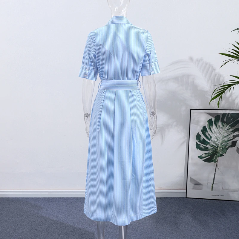 Vestido largo informal a rayas para mujer, vestidos con tapa en la | Ropa de mujer · Omeda.es - Imagen 7