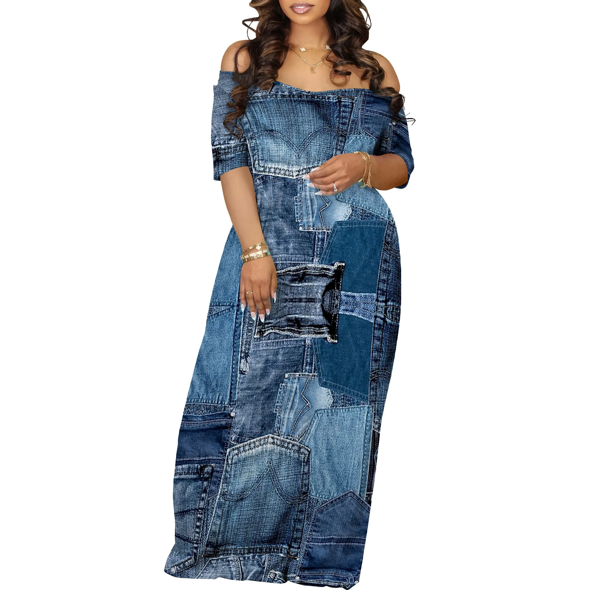 Vestido largo de manga corta estampado a la moda para mujer Vestido | Ropa de mujer · Omeda.es - Imagen 12