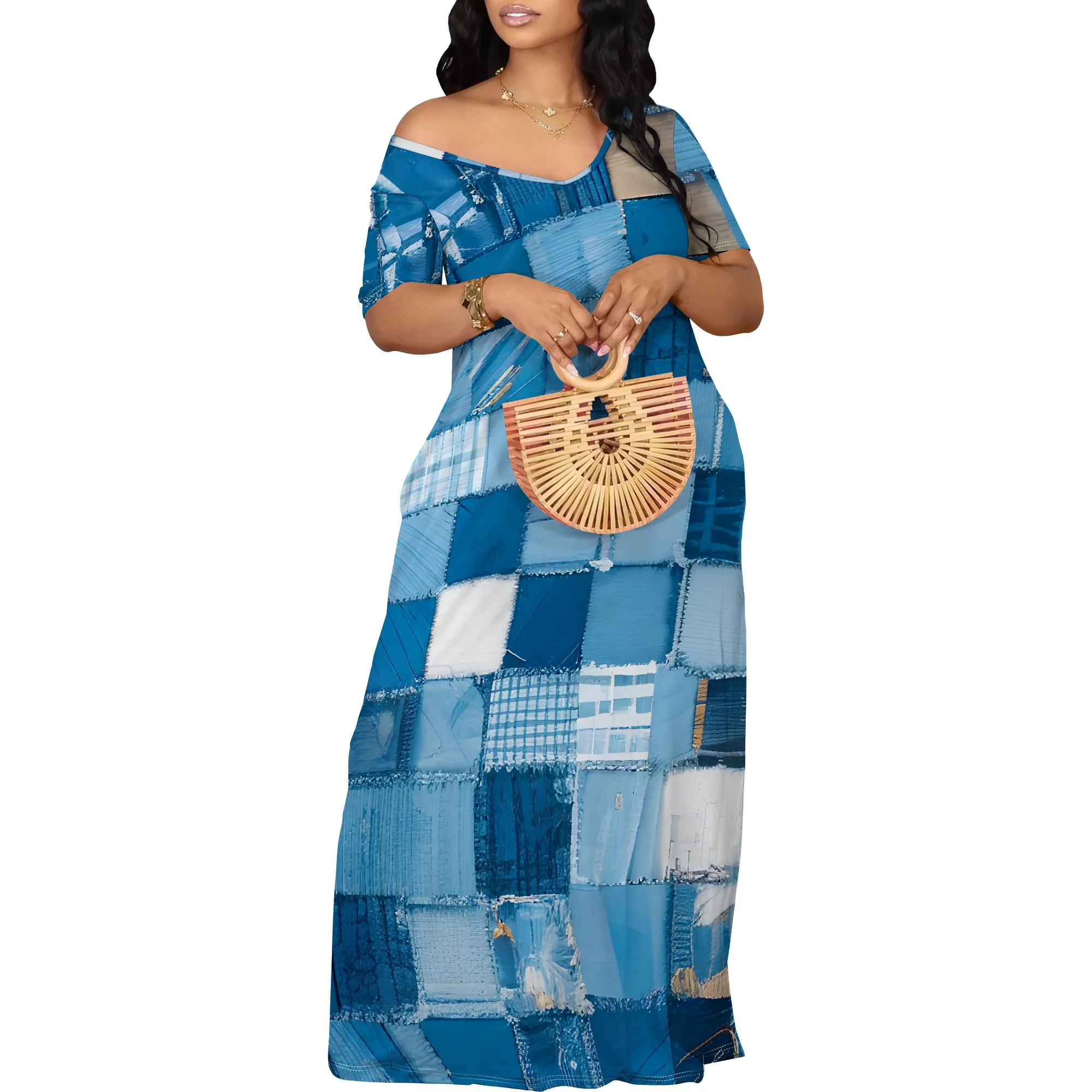 Vestido largo de manga corta estampado a la moda para mujer Vestido | Ropa de mujer · Omeda.es - Imagen 3