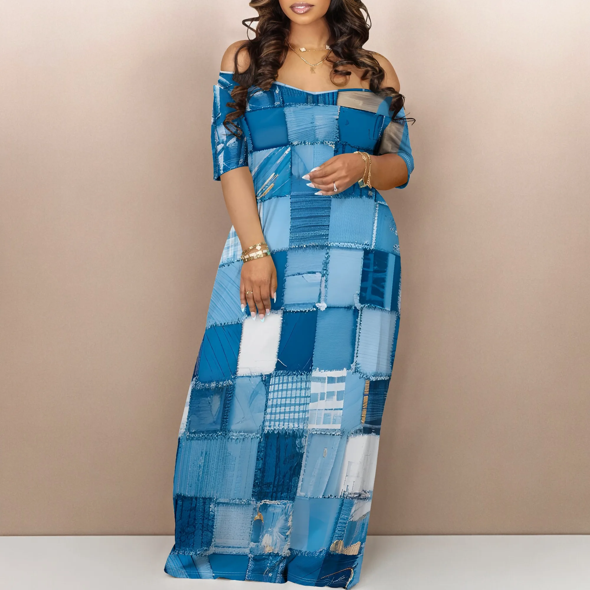 Vestido largo de manga corta estampado a la moda para mujer Vestido | Ropa de mujer · Omeda.es - Imagen 4