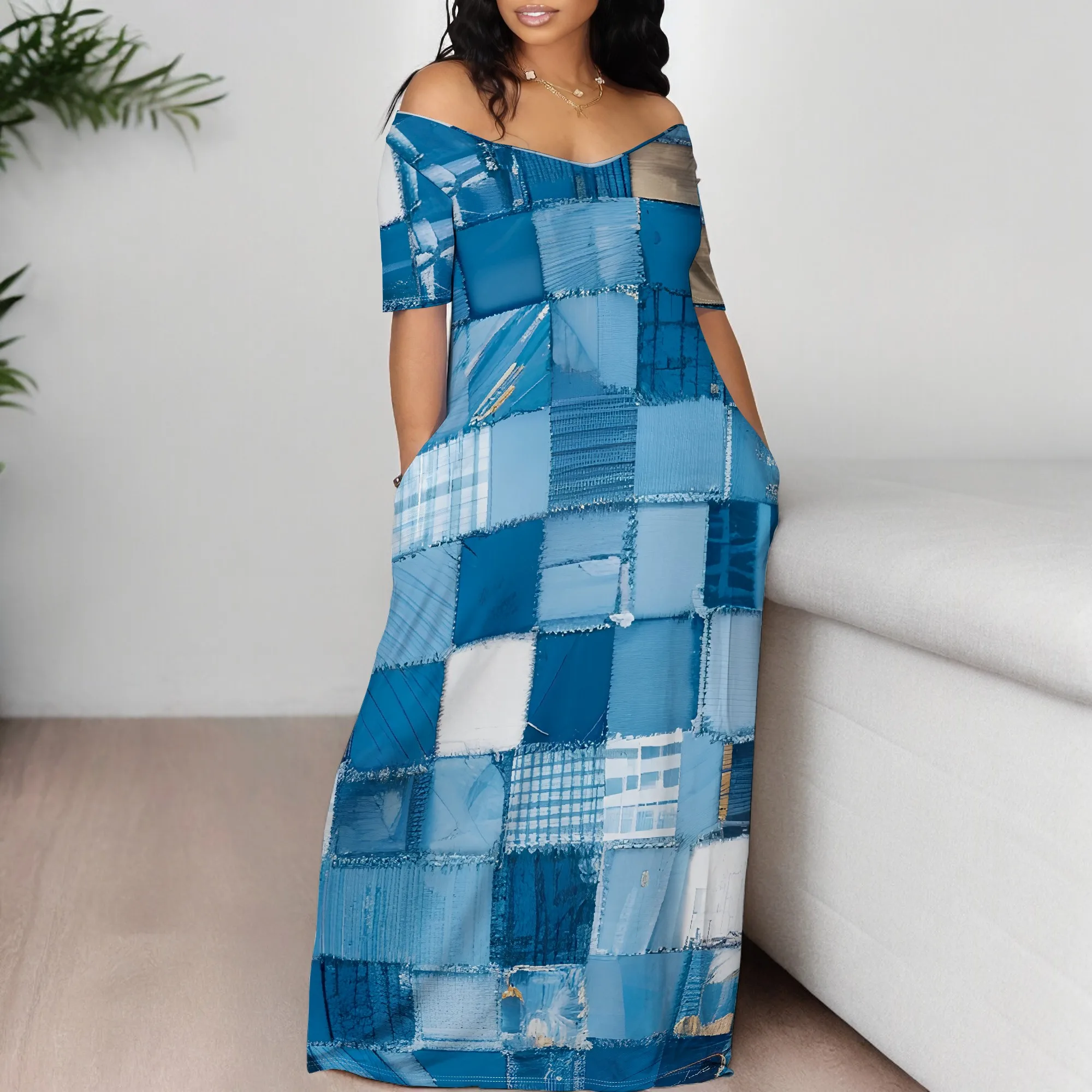 Vestido largo de manga corta estampado a la moda para mujer Vestido | Ropa de mujer · Omeda.es - Imagen 5